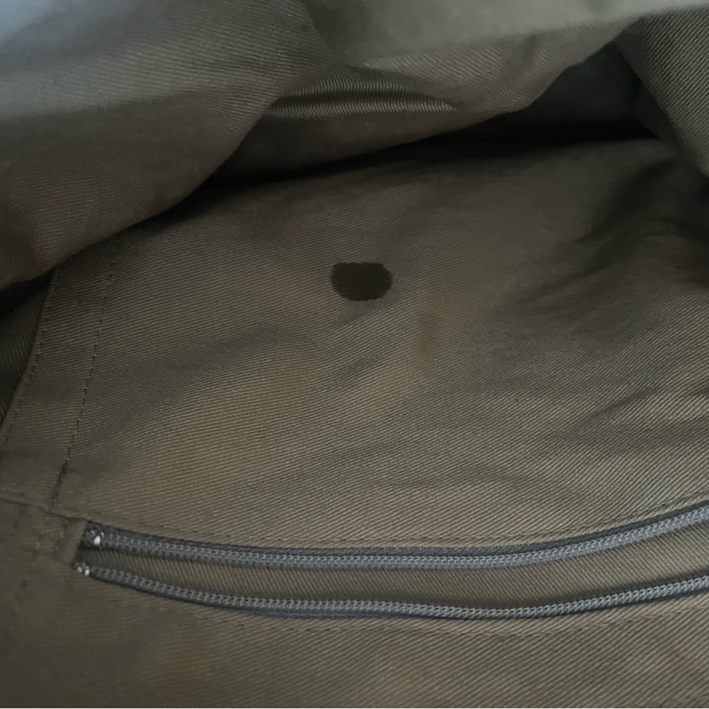 Chic Forest Green Thick Canvas Tote Bag with leather details - Picture 4 of 6